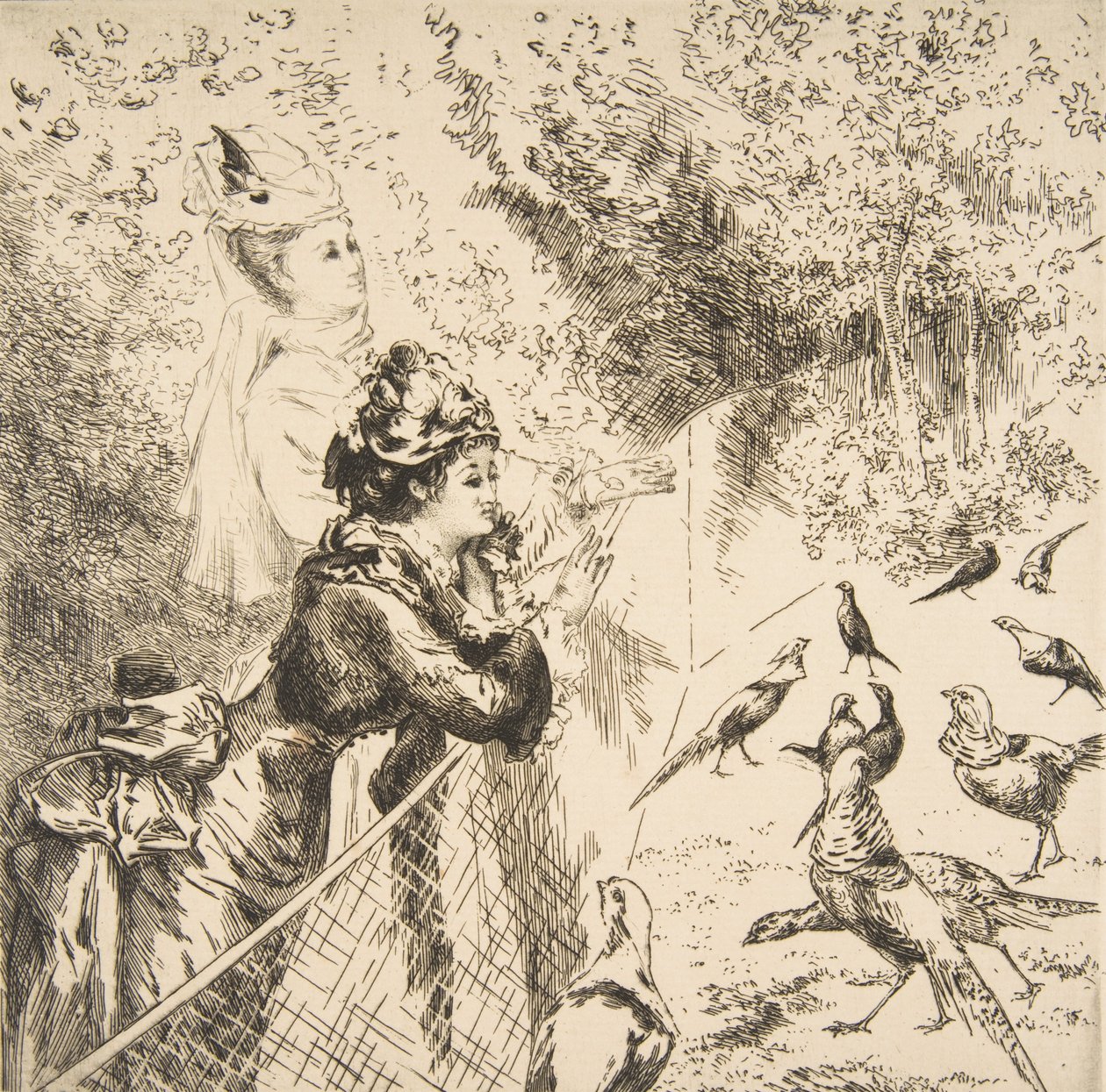 I Zoologisk Have, ca. 1873. af Felix Bracquemond