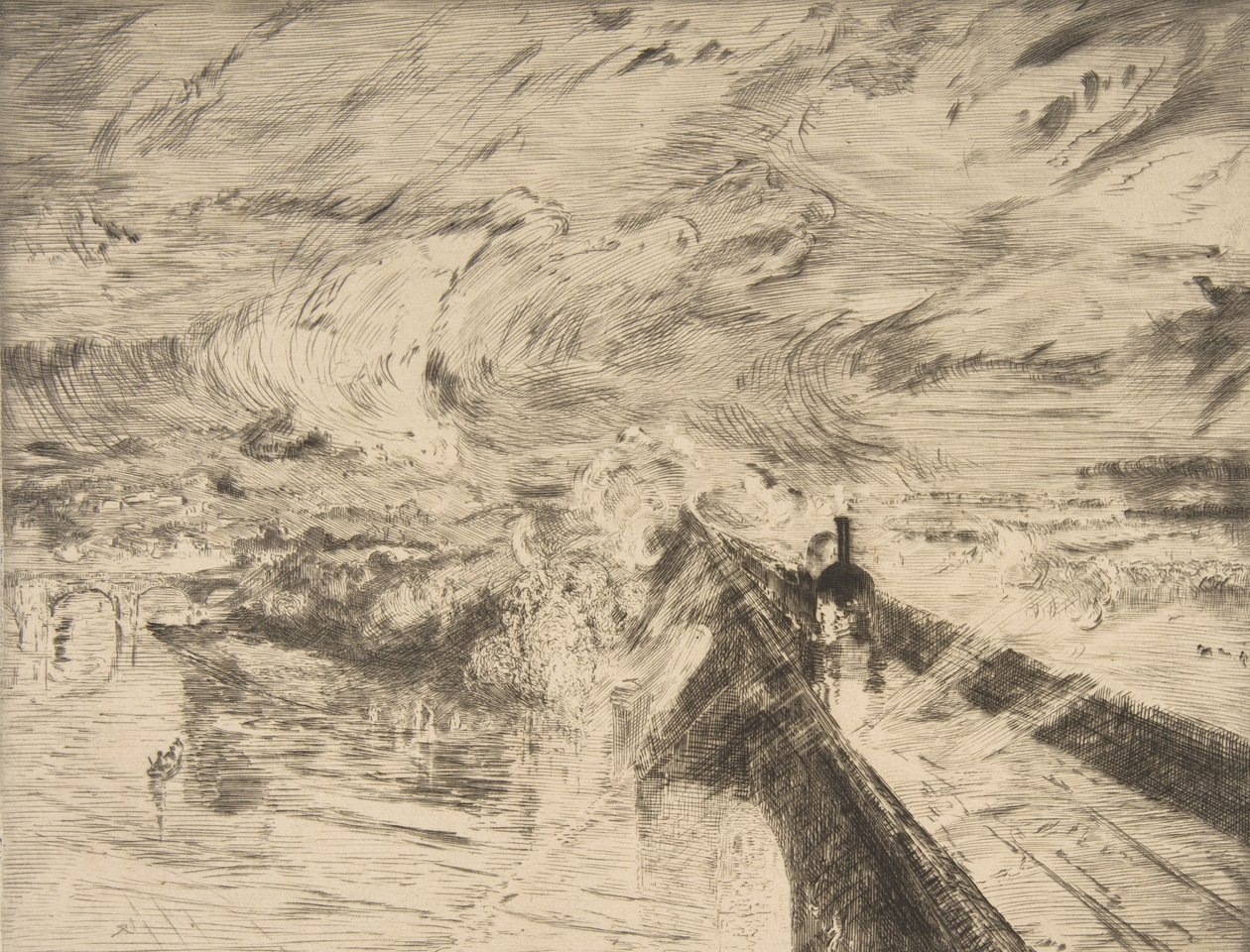 Lokomotivet, 1873. af Felix Bracquemond