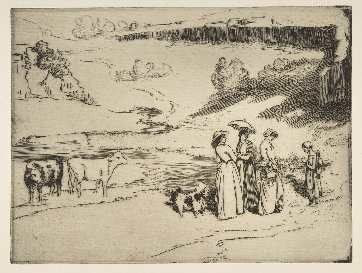 Landsbyens jomfruer, 1869. af Felix Bracquemond