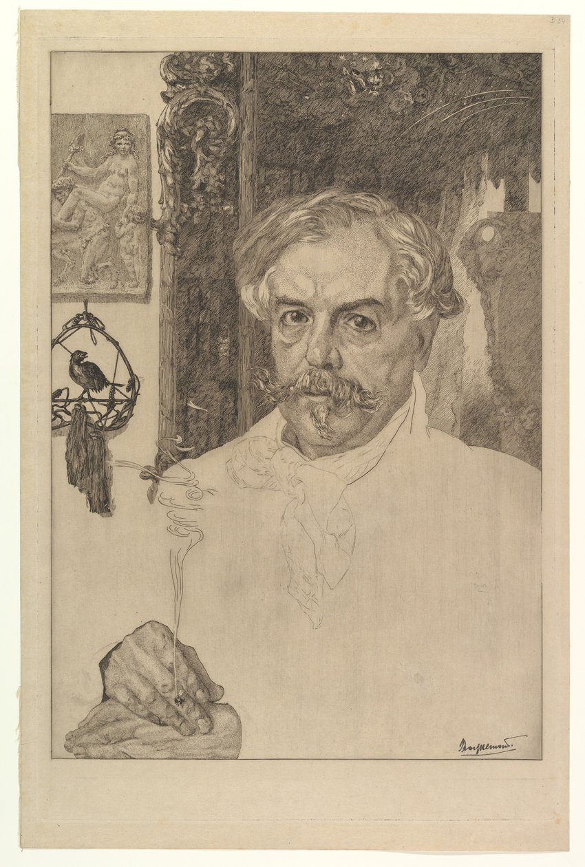 Portræt af Edmond de Goncourt, 1881. af Felix Bracquemond