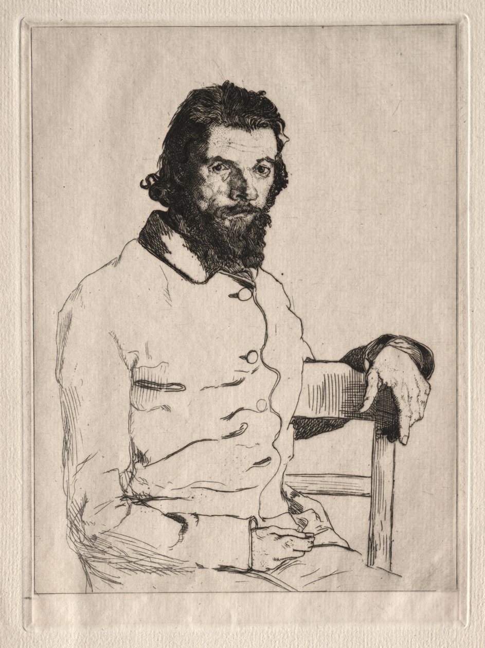 Portræt af Meryon, siddende af Felix Bracquemond