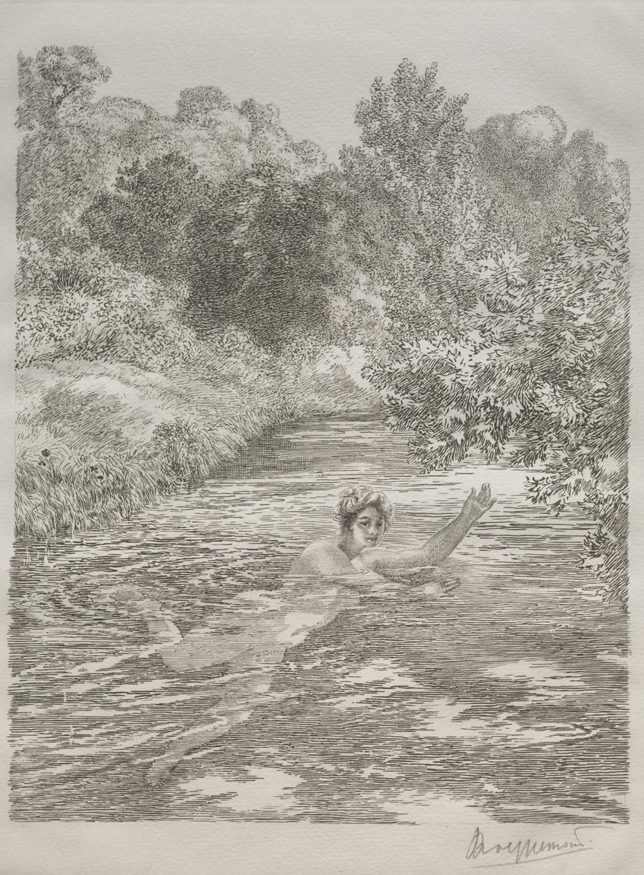 Bademanden, ca. 1860-70. af Felix Bracquemond