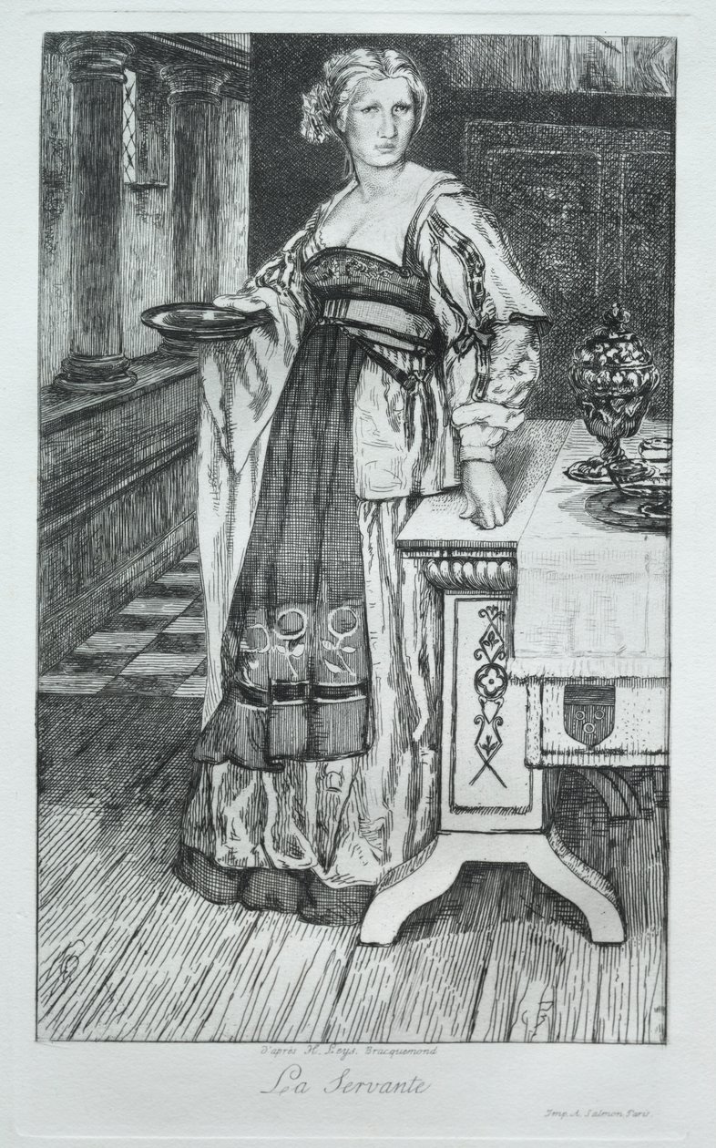 Tjenestepigen, efter H. Leys af Felix Bracquemond