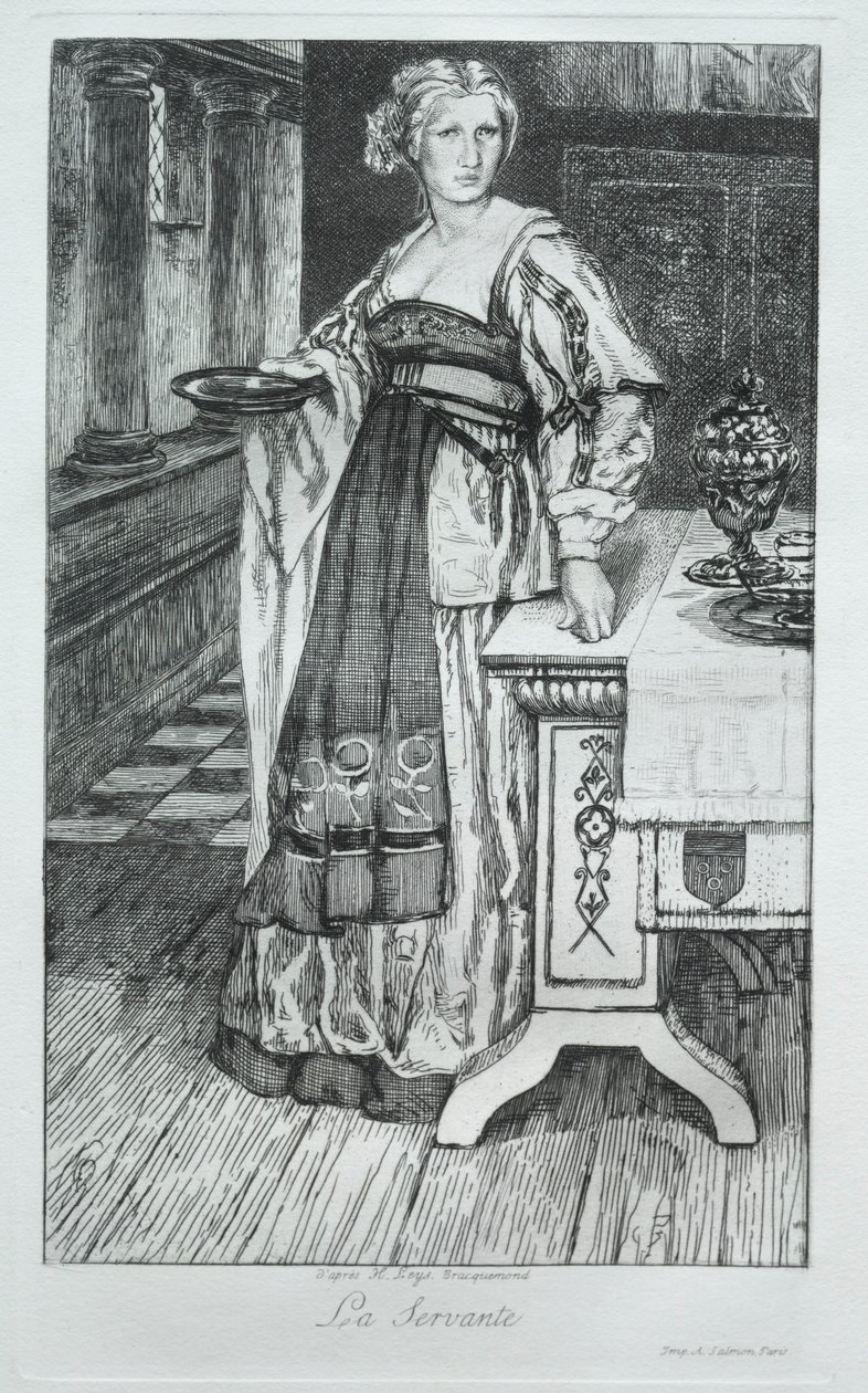 Tjeneren, efter H. Leys, 1868. af Felix Bracquemond