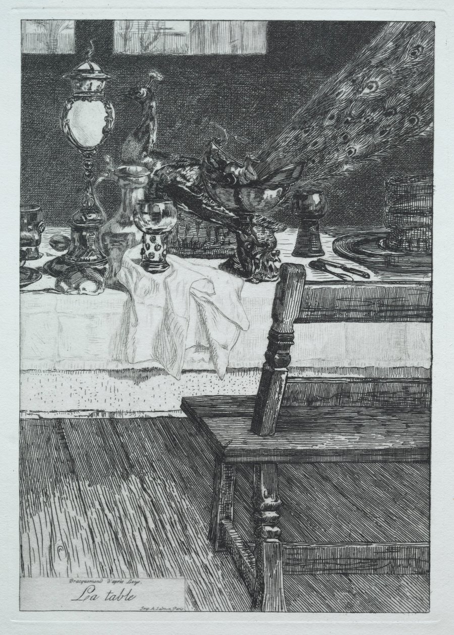 Tabellen, efter H. Leys, 1868. af Felix Bracquemond