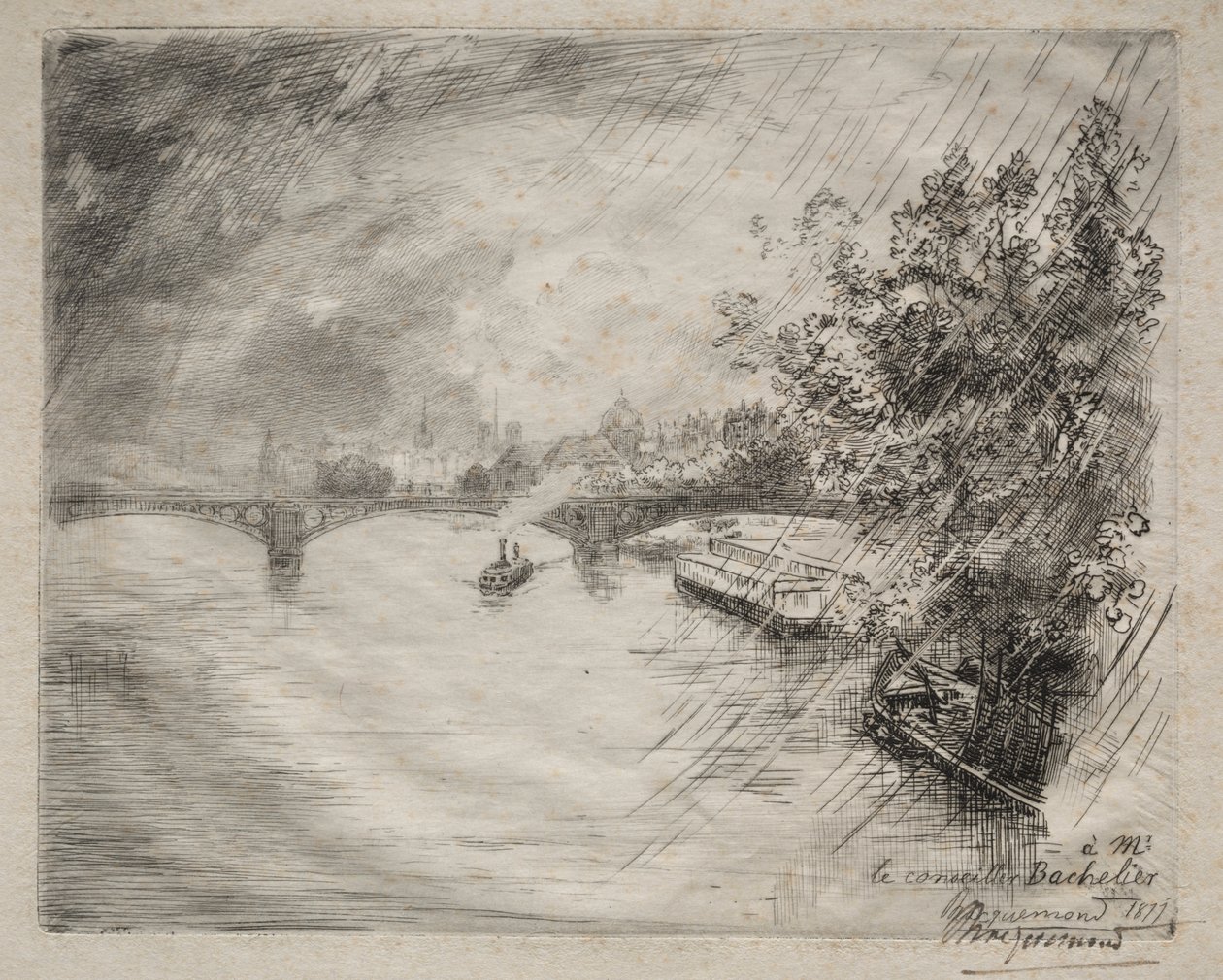 Udsigt over broen Saint-Pères af Felix Bracquemond
