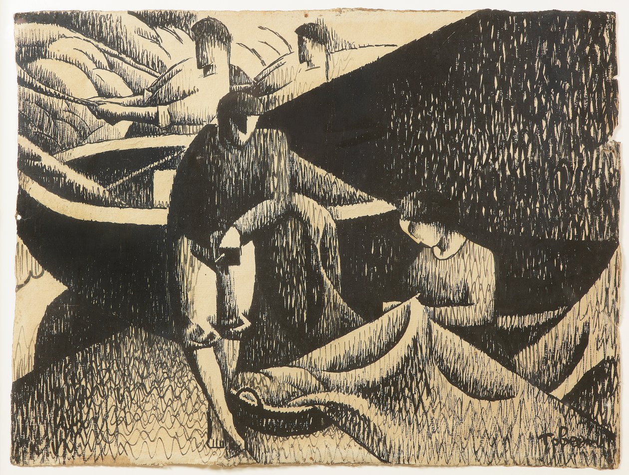 Le Filet, ca. 1912 (blæk på papir) af Felix Elie Tobeen
