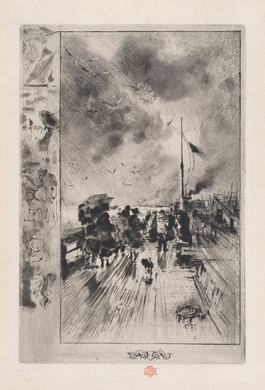 En anløbsbro i England, 1879. af Felix Hilaire Buhot