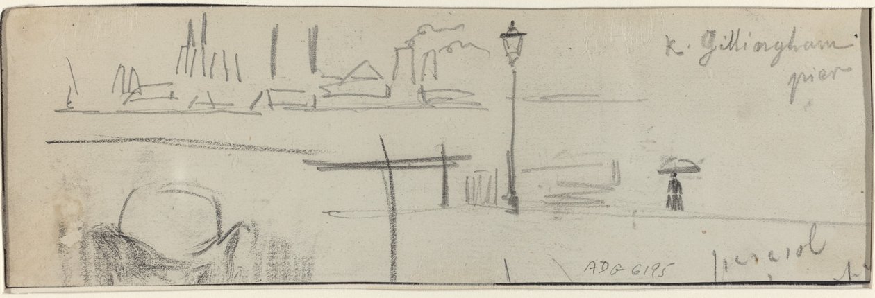 Gillingham Pier, London [verso], ca. 1884. af Felix Hilaire Buhot