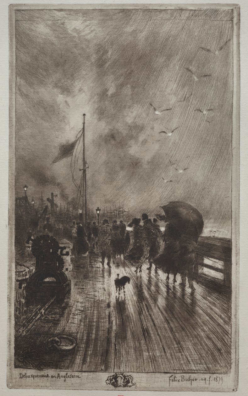 Landgang i England, 1879. af Felix Hilaire Buhot