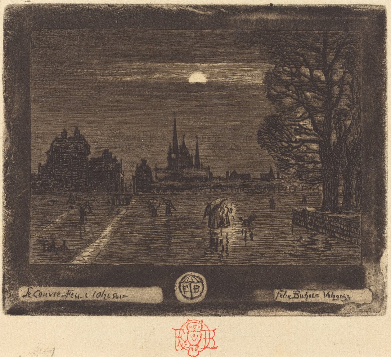 Udgangsforbuddet (foran) af Felix Hilaire Buhot