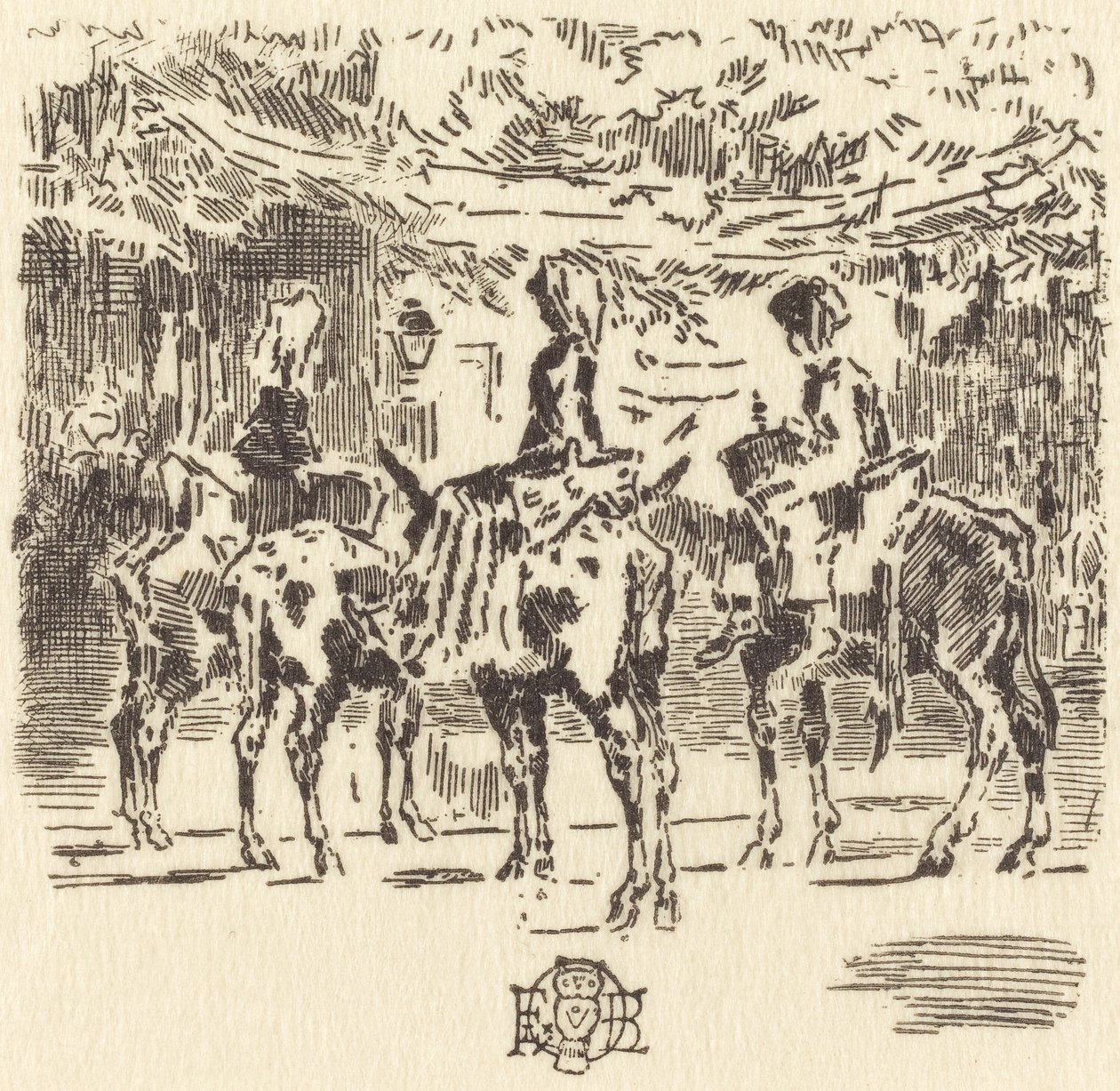 Luchons små æsler, 1873. af Felix Hilaire Buhot