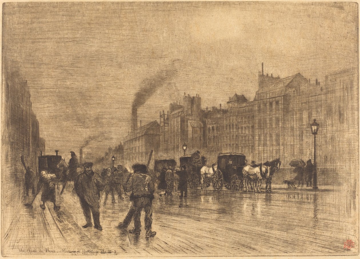 Vintermorgen på kajen, 1883. af Felix Hilaire Buhot