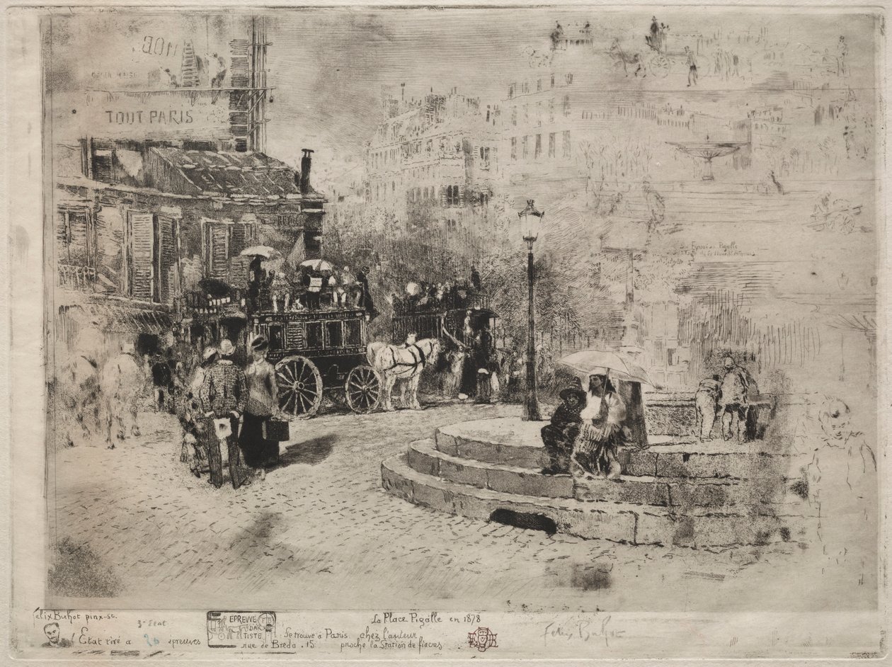 Place Pigalle i 1878, 1878. af Felix Hilaire Buhot