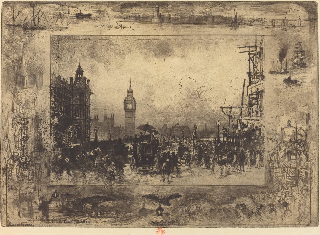 Westminster Bridge, 1884. af Felix Hilaire Buhot