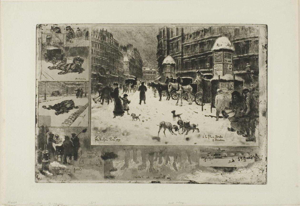 Vinter i Paris af Felix Hilaire Buhot