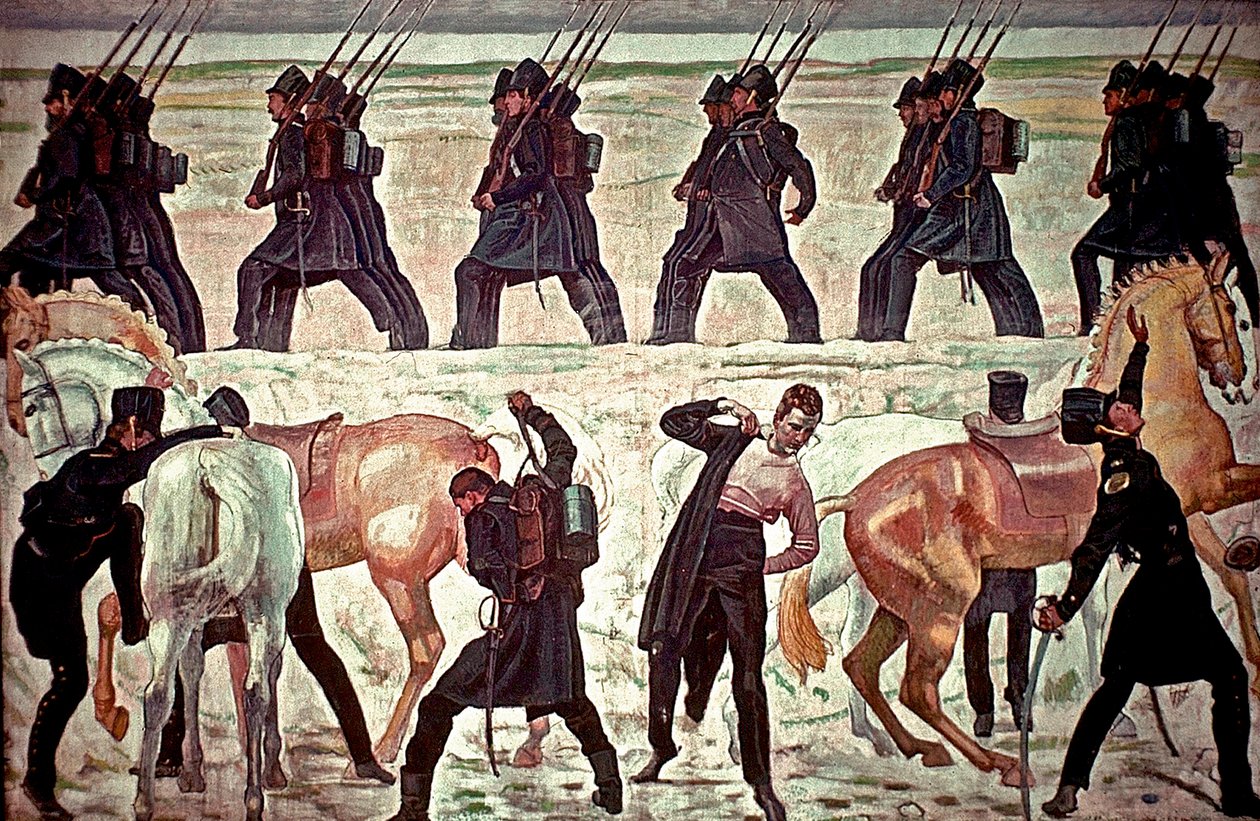Jenens -elevernes afgang i frihedskrigen af Ferdinand Hodler