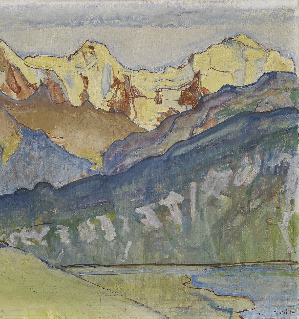 Eiger, Mönch og Jungfrau fra Beatenberg af Ferdinand Hodler