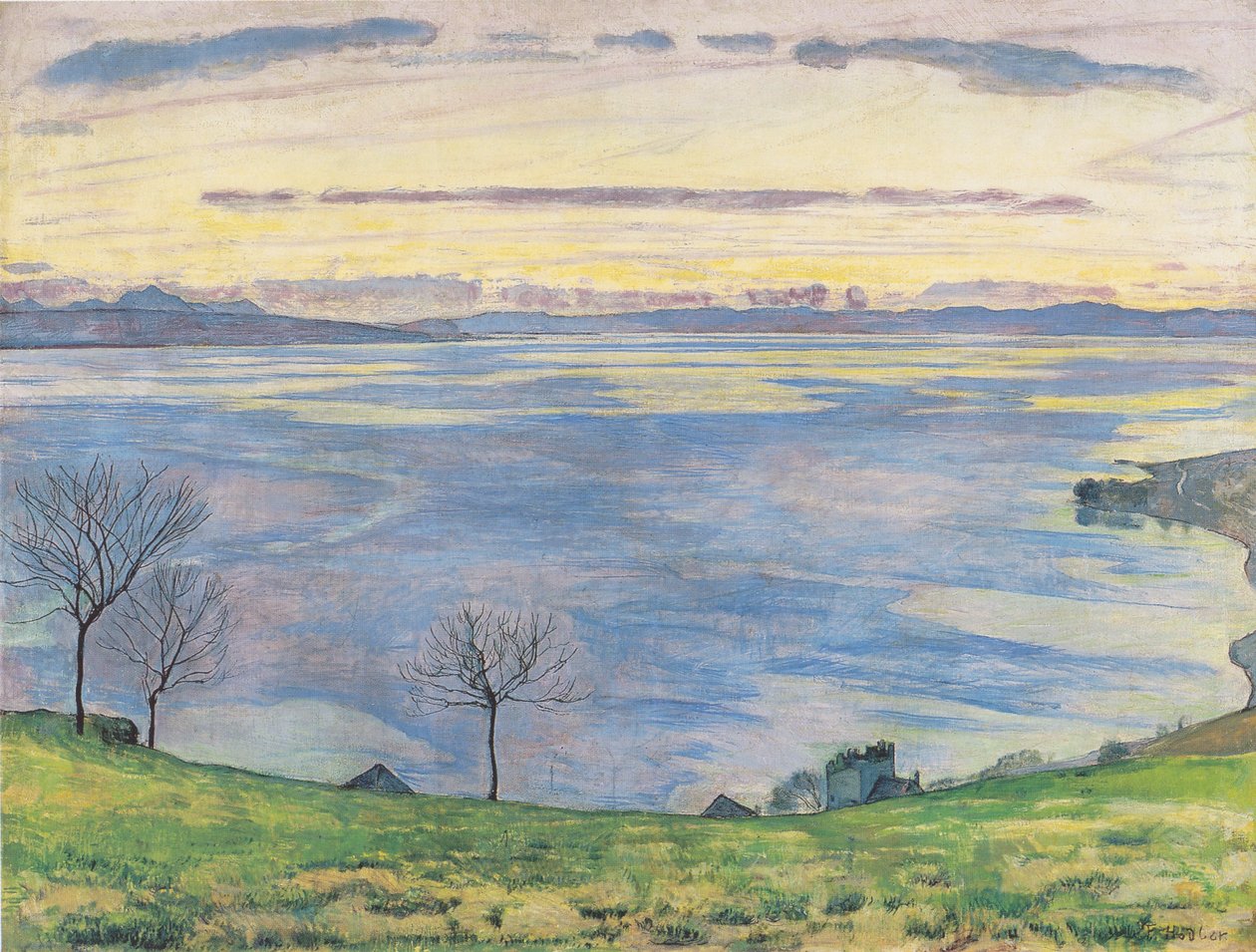 Genfersøen om aftenen fra Chexbres af Ferdinand Hodler