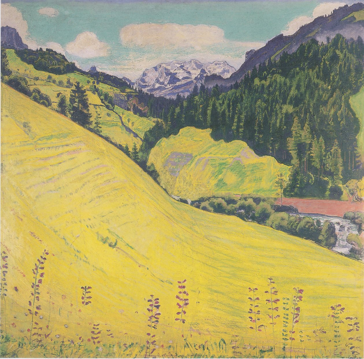 Kiental med Blümlisalp af Ferdinand Hodler