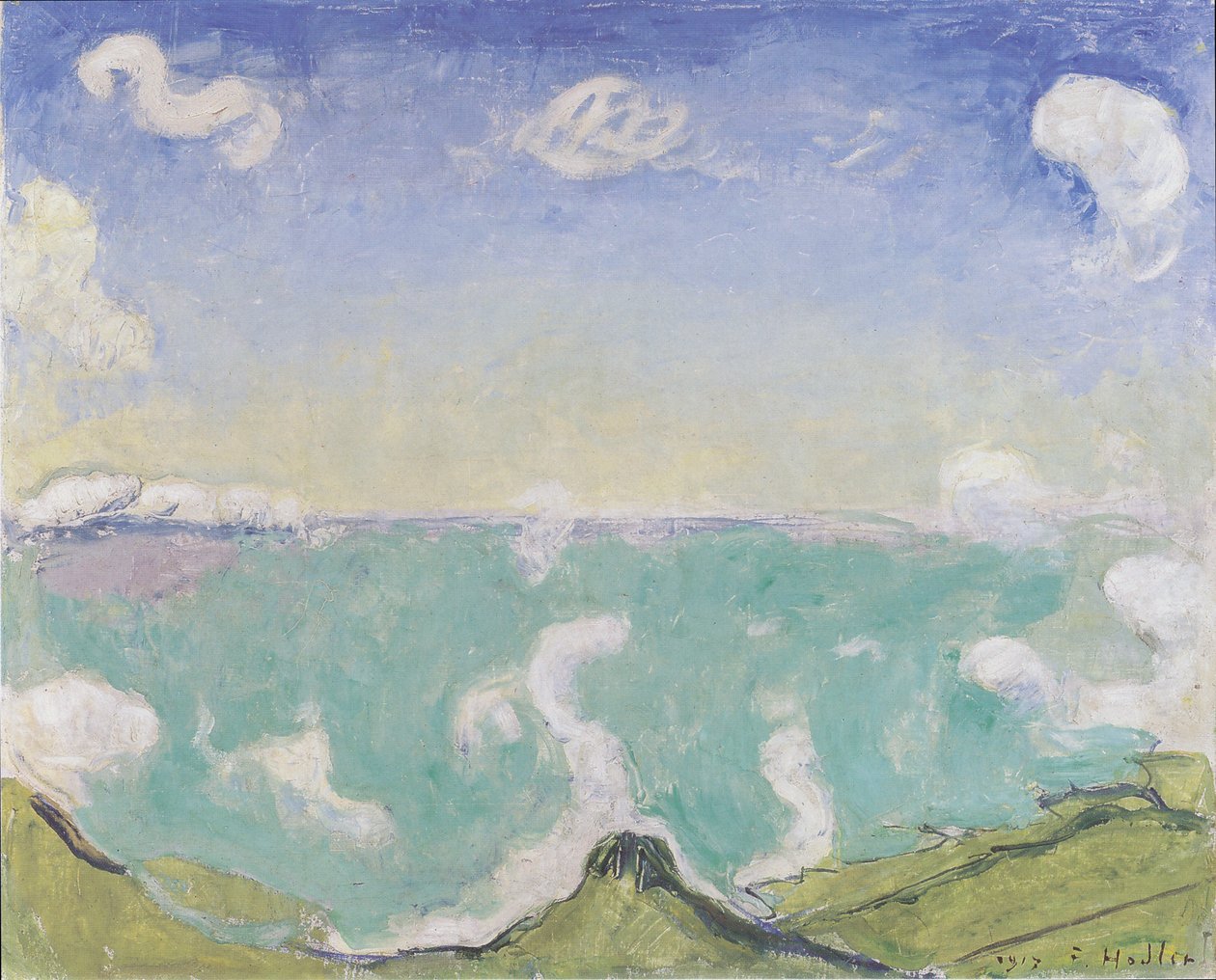 Landskab nær Caux med stigende skyer af Ferdinand Hodler