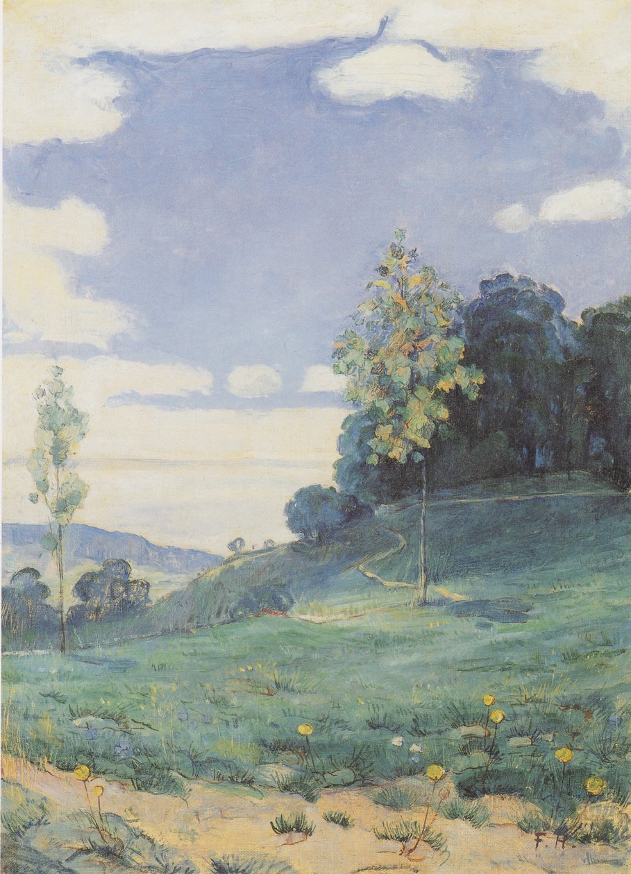 Landskab med to små træer af Ferdinand Hodler