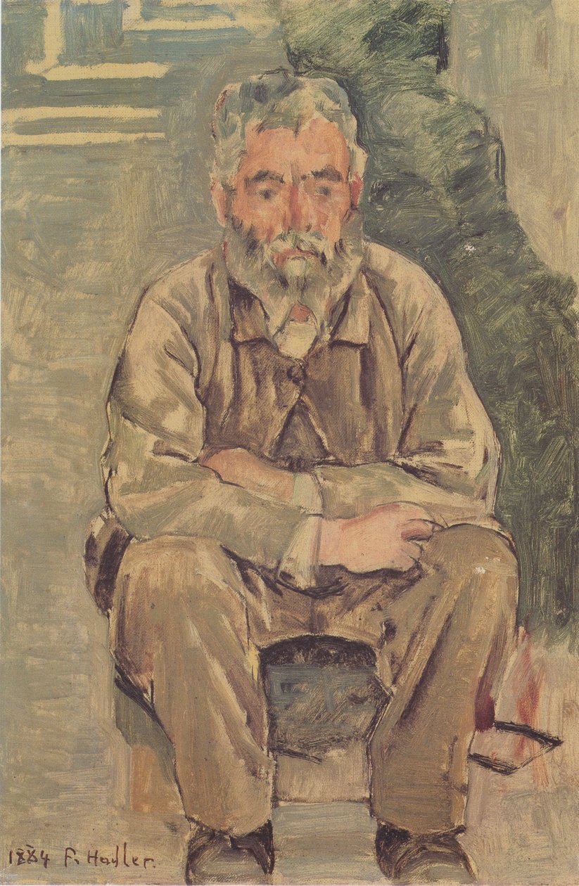 Sidder skægget mand af Ferdinand Hodler