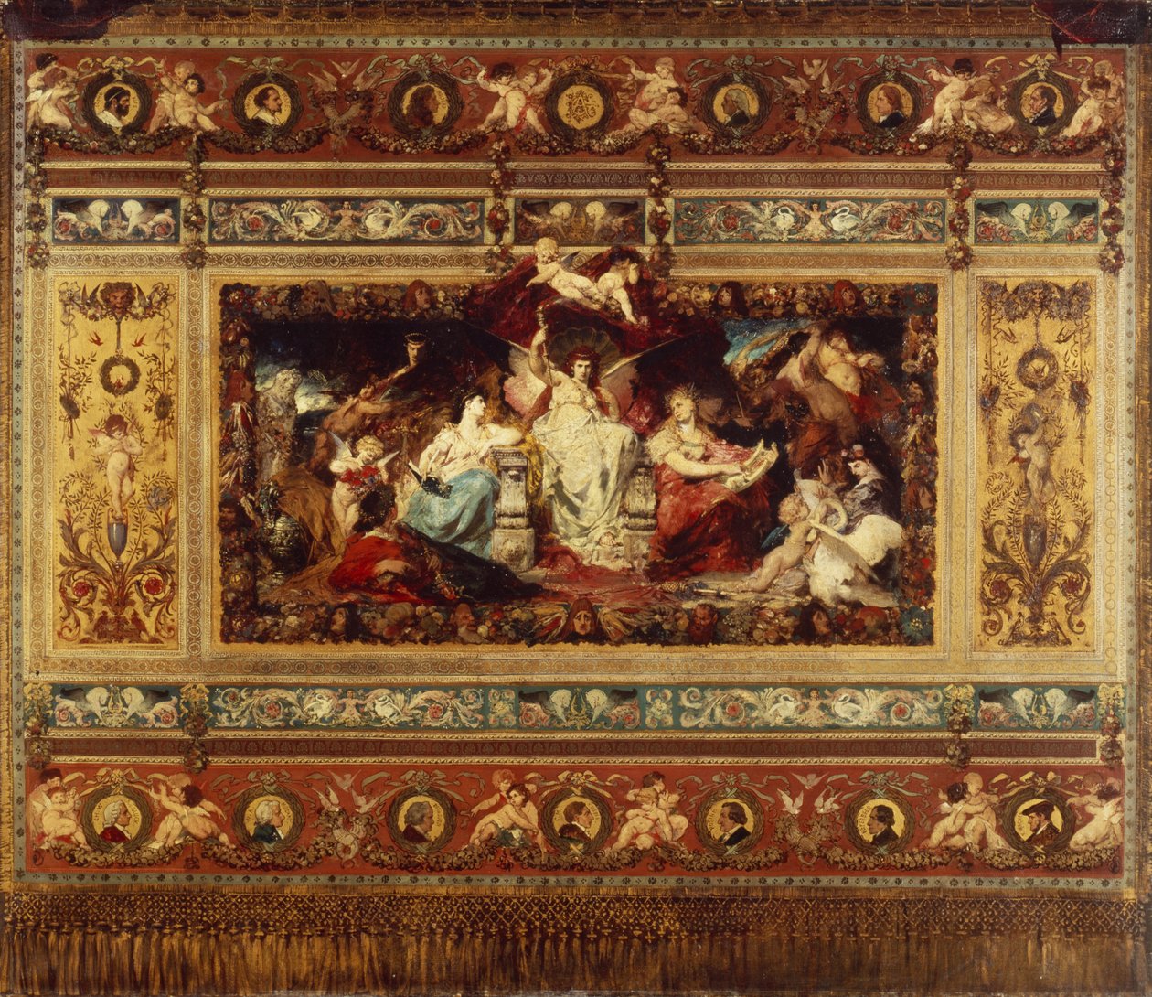 Design til gardinet i Dresdens opera, 1876 af Ferdinand Keller