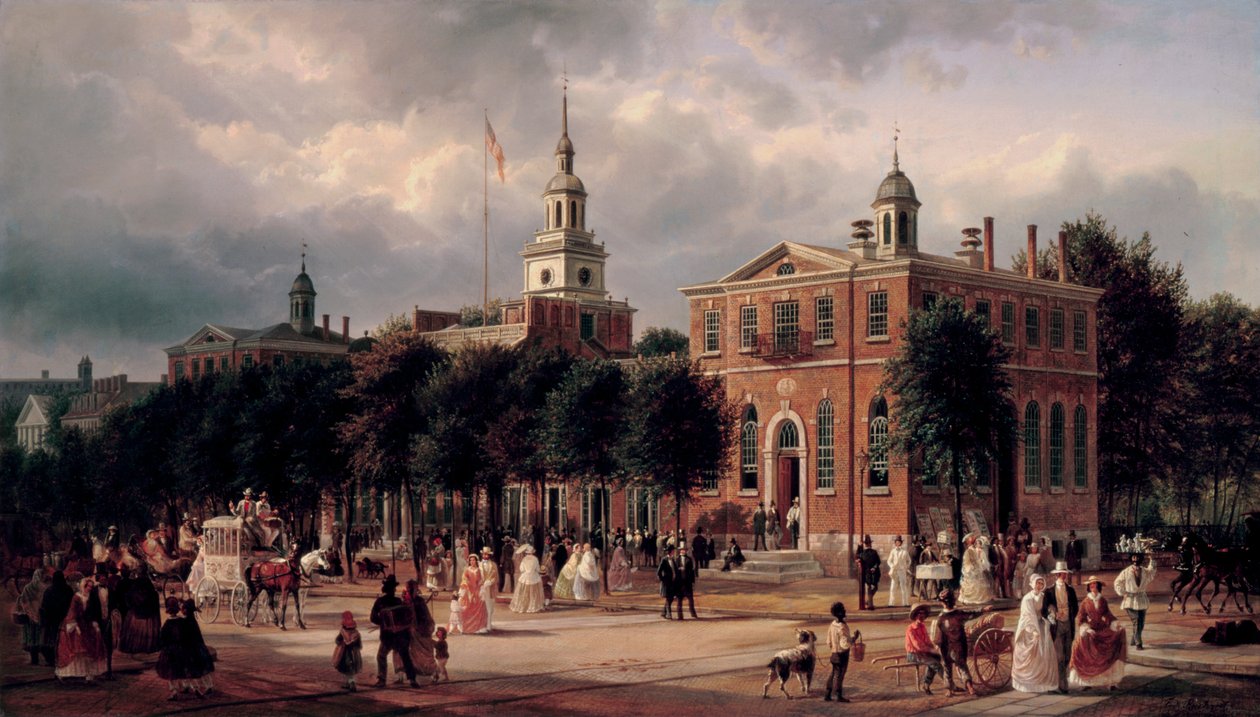 Independence Hall i Philadelphia af Ferdinand Richardt