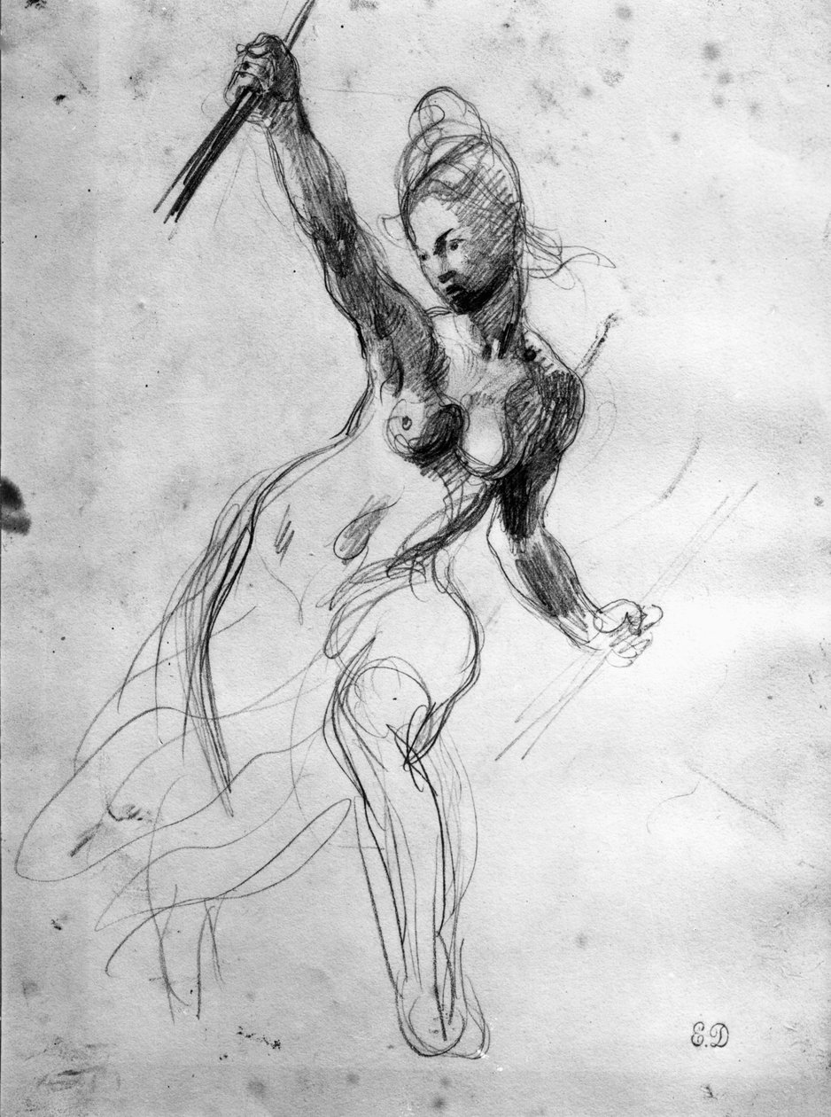Female Nude, studie for Liberty Leading the People af Ferdinand Victor Eugene Delacroix