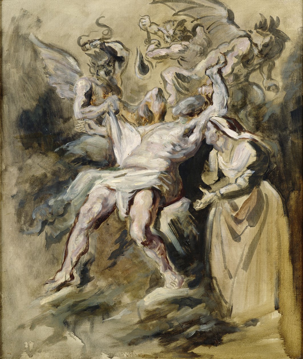 Job plaget af dæmonerne af Ferdinand Victor Eugene Delacroix