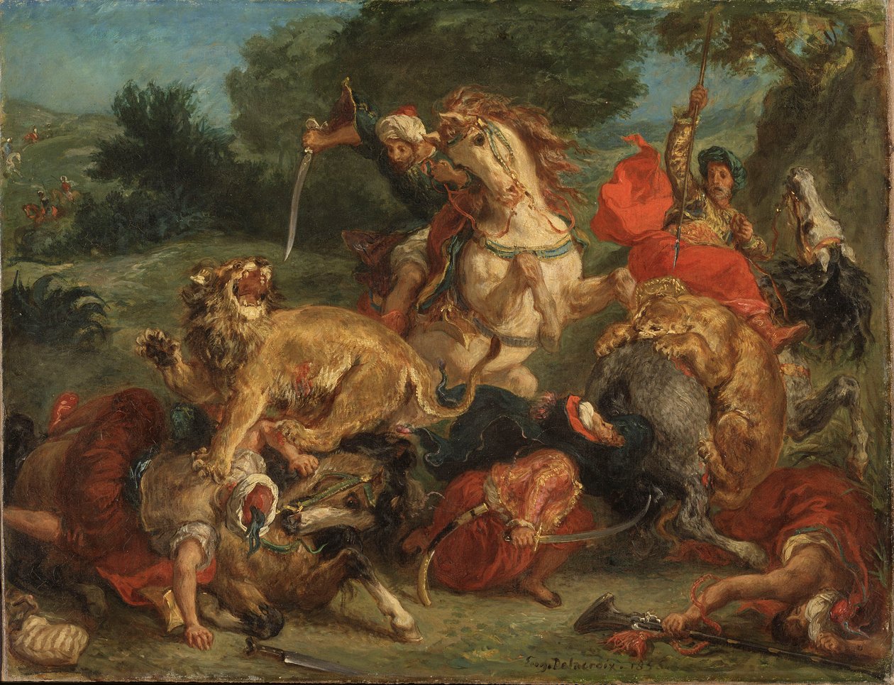Løvejagten af Ferdinand Victor Eugene Delacroix