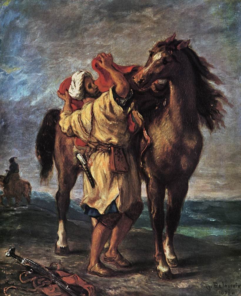 Marokkaner og hans hest af Ferdinand Victor Eugene Delacroix