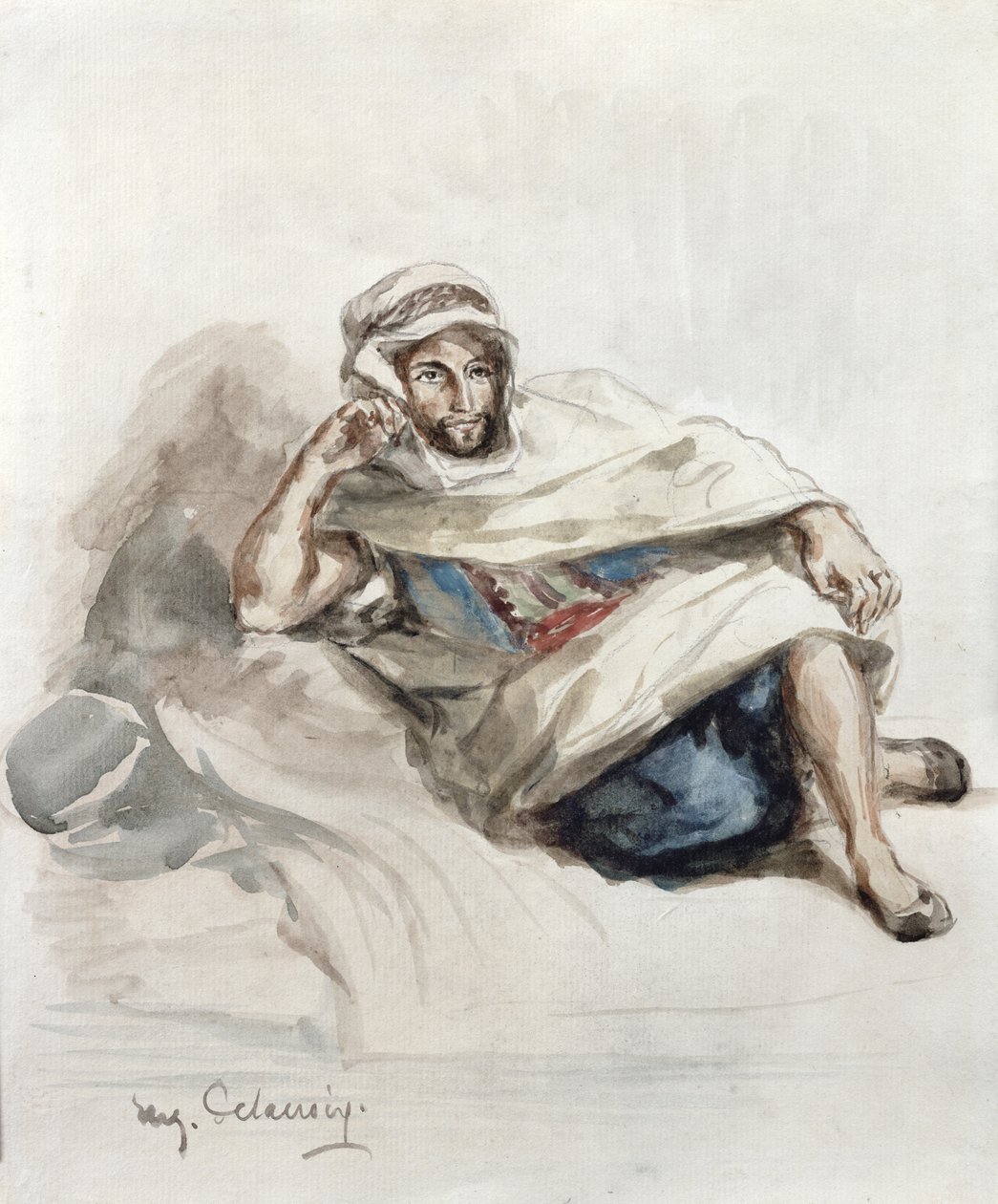 Siddende araber af Ferdinand Victor Eugene Delacroix