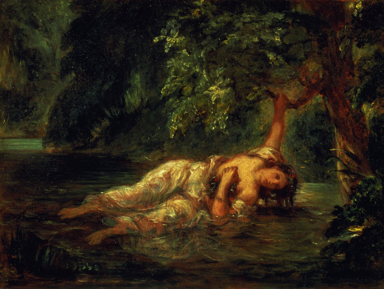 Ophelias død, 1844 af Ferdinand Victor Eugene Delacroix