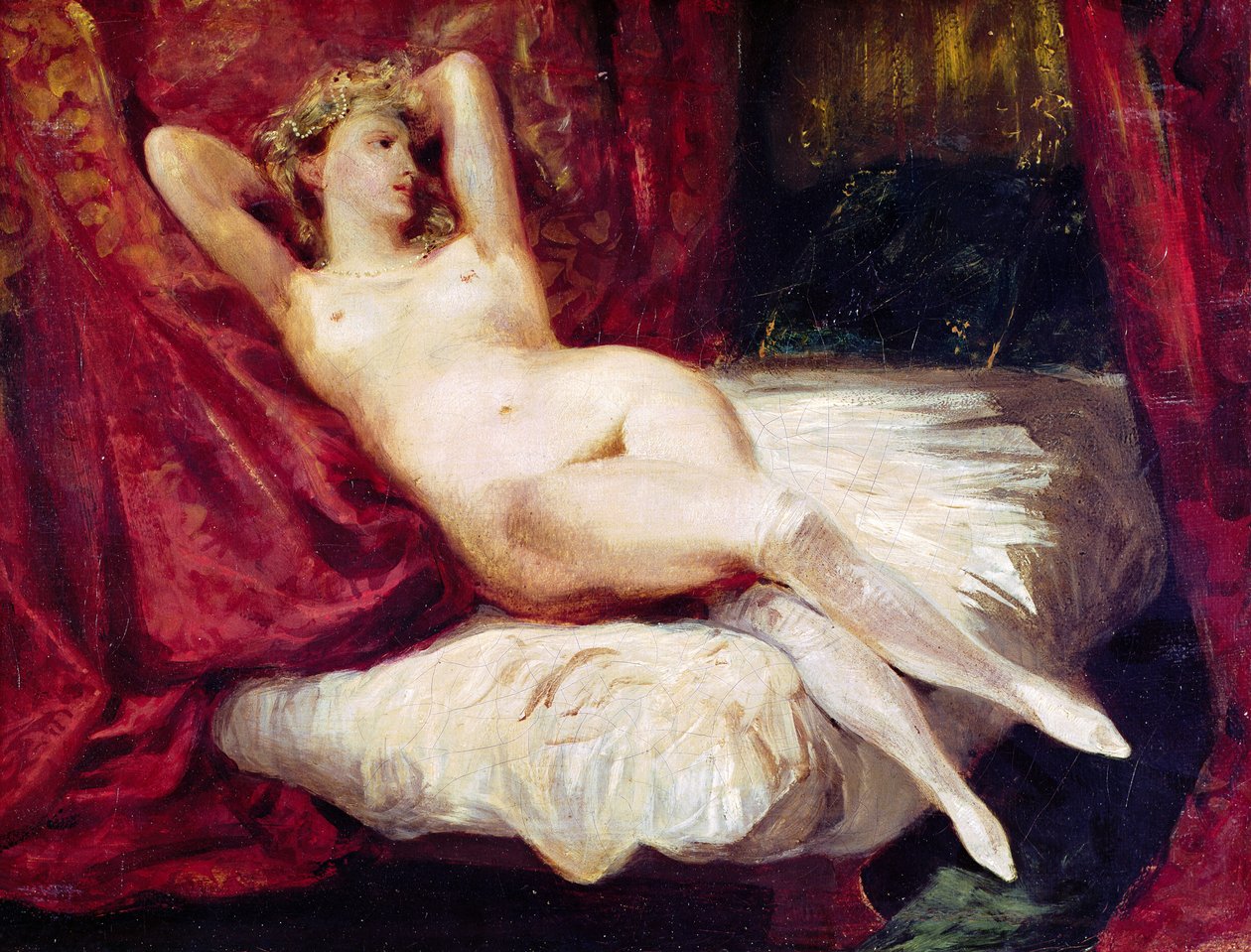 Kvinde med hvide strømper af Ferdinand Victor Eugene Delacroix