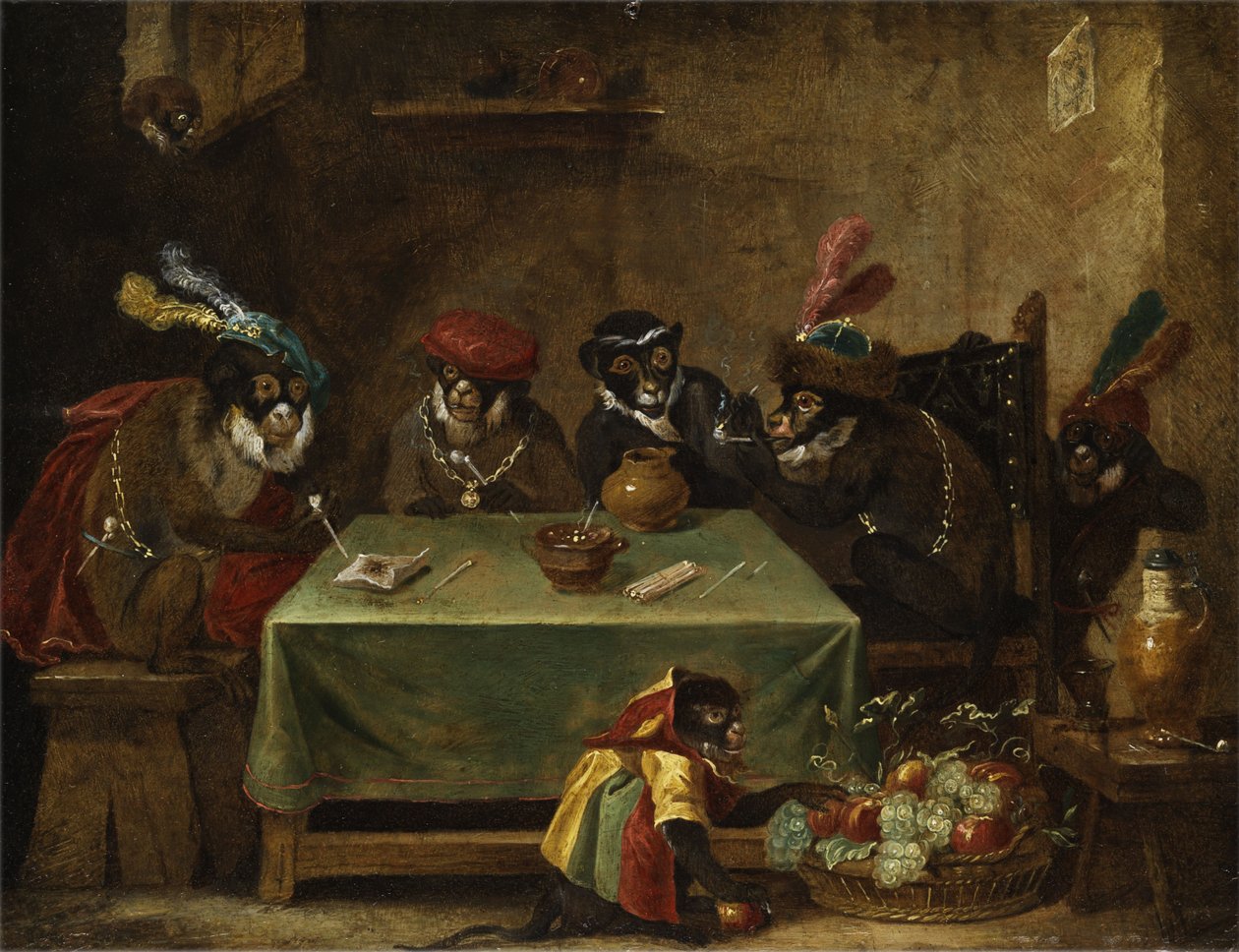 Den tobaksrygende abegruppe af Ferdinand van Kessel