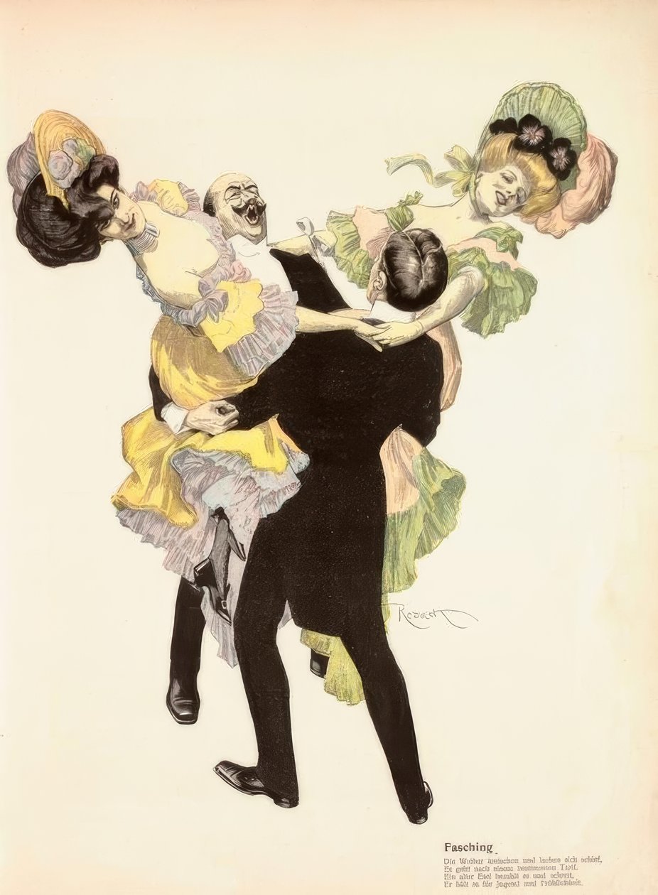 Karneval. / (...) Et gammelt æsel betaler for det og skriger, / Han tror, ​​det er ungdom og lykke. af Ferdinand von Reznicek