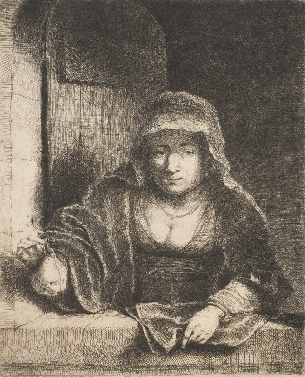Kvinde med en pære, 1600-tallet. af Ferdinand Bol