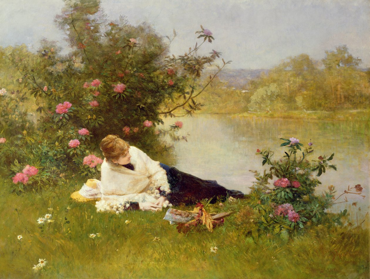 Kvinde på en flodbred af Ferdinand Heilbuth