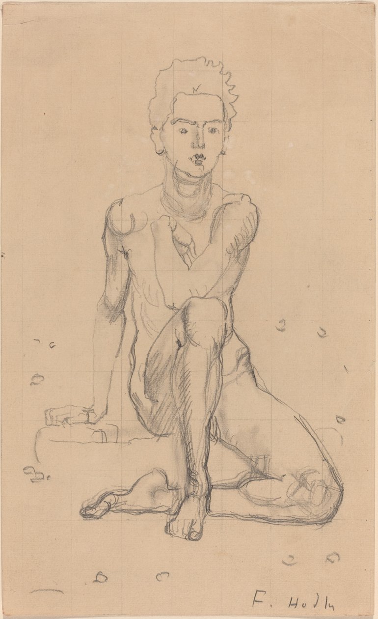 Hector poserer nøgen af Ferdinand Hodler