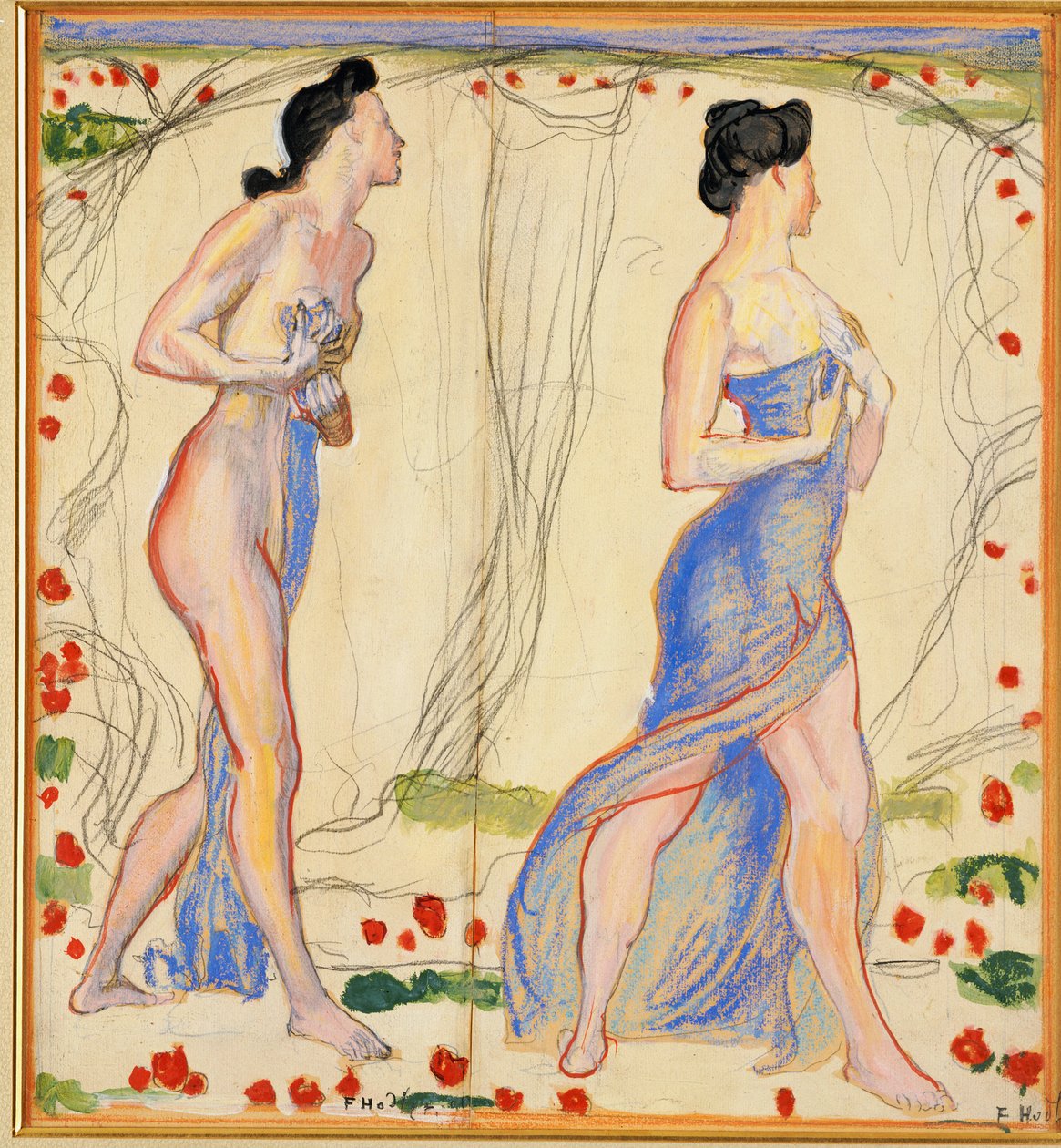 Studie til "Die Cempfindung I", c.1901-02 af Ferdinand Hodler