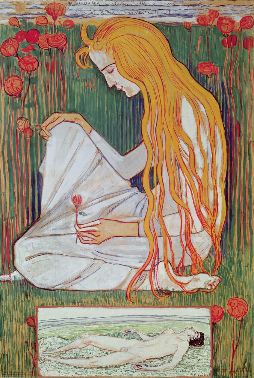 The Dream, 1897 (wc på kort) af Ferdinand Hodler