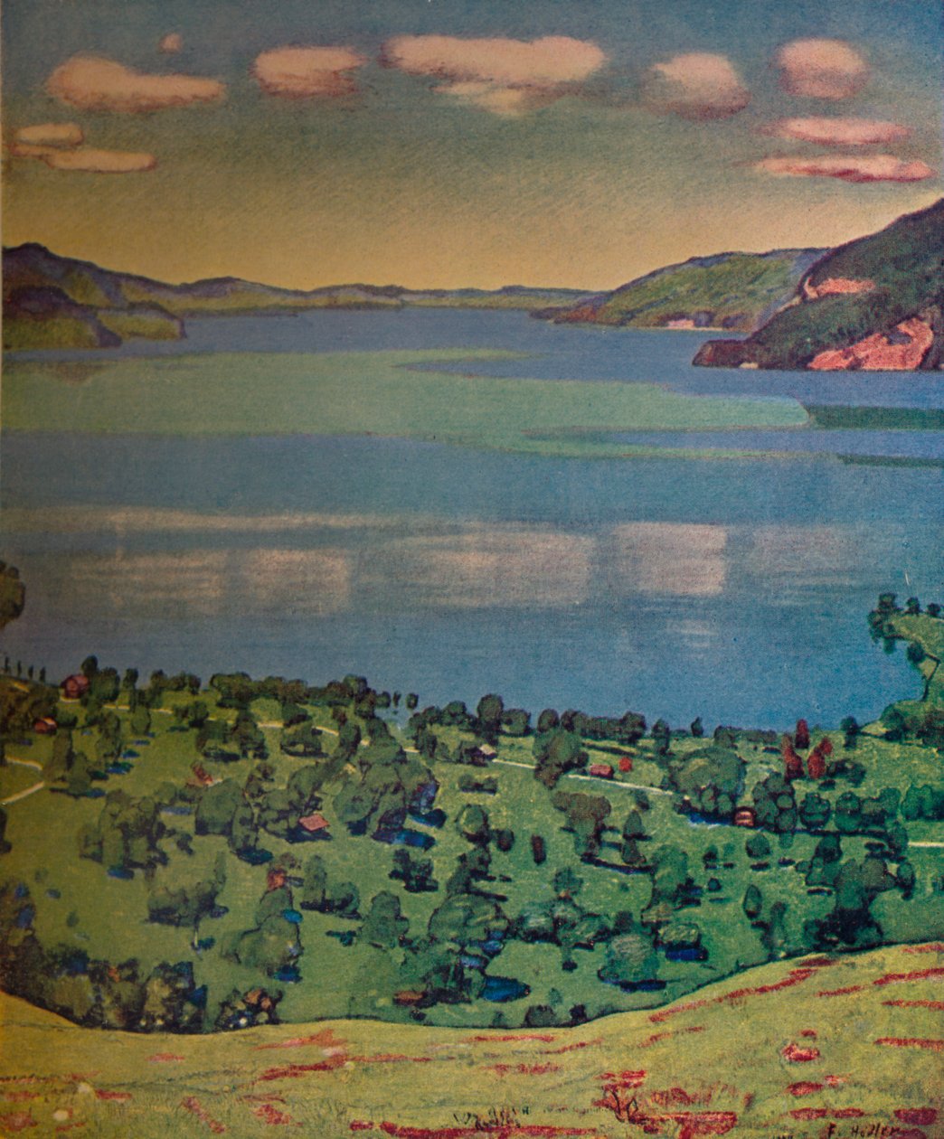 Thun-søen, fra Leissigen, c1910. af Ferdinand Hodler