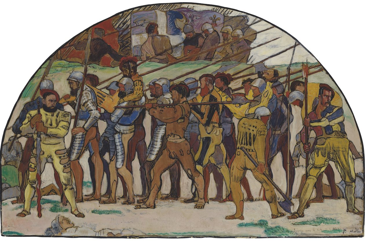 The Retreat from Marignano Variant, ca 1897 af Ferdinand Hodler