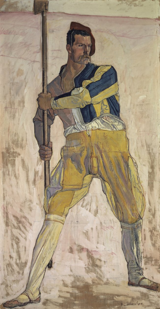 Kriger med hellebard, ca. 1898. af Ferdinand Hodler