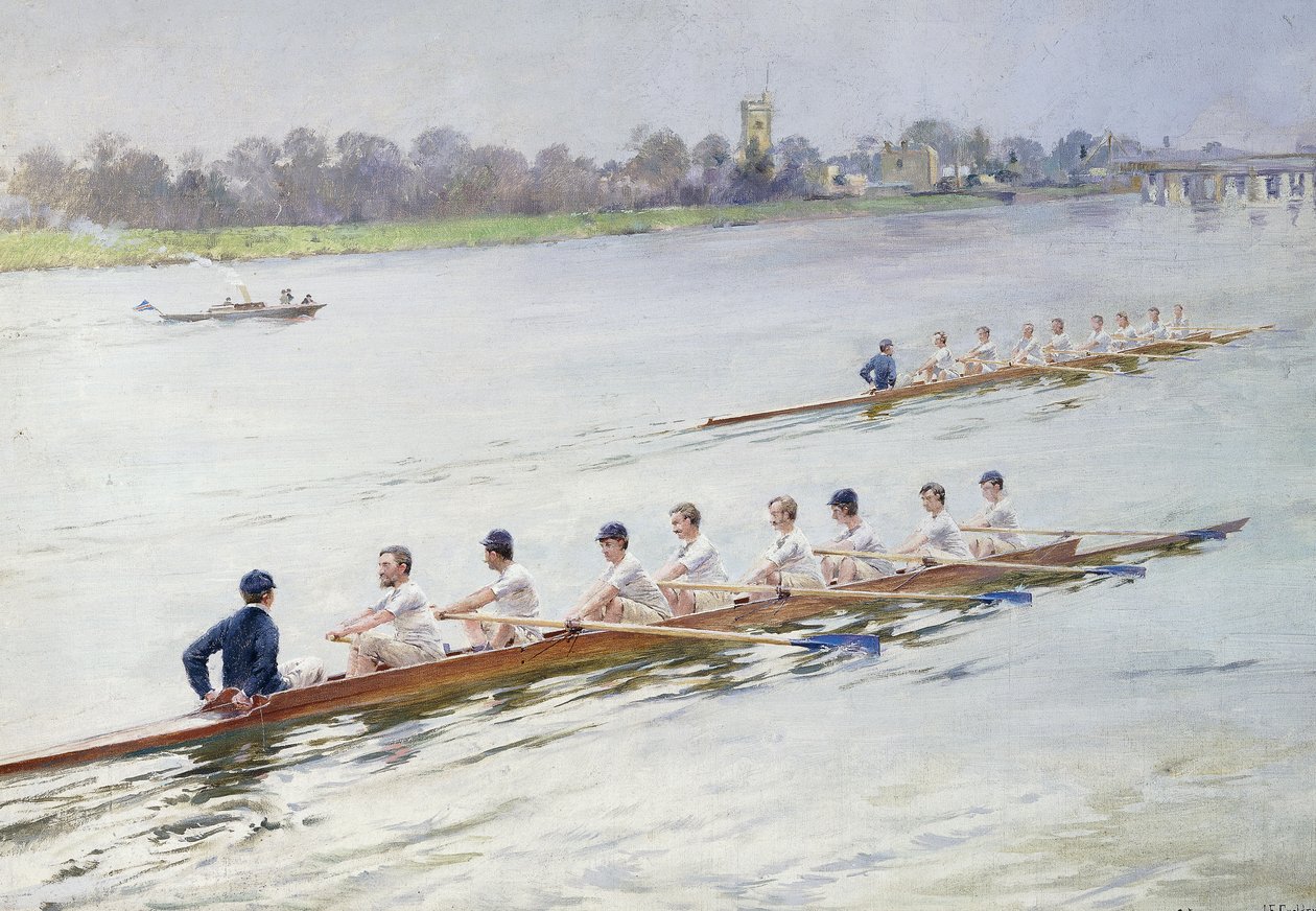 Eights Racing i Putney af Ferdinand Joseph Gueldry