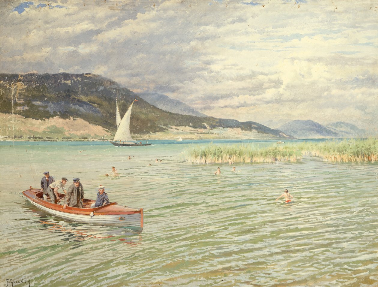 On the Lake (olie på lærred) af Ferdinand Joseph Gueldry
