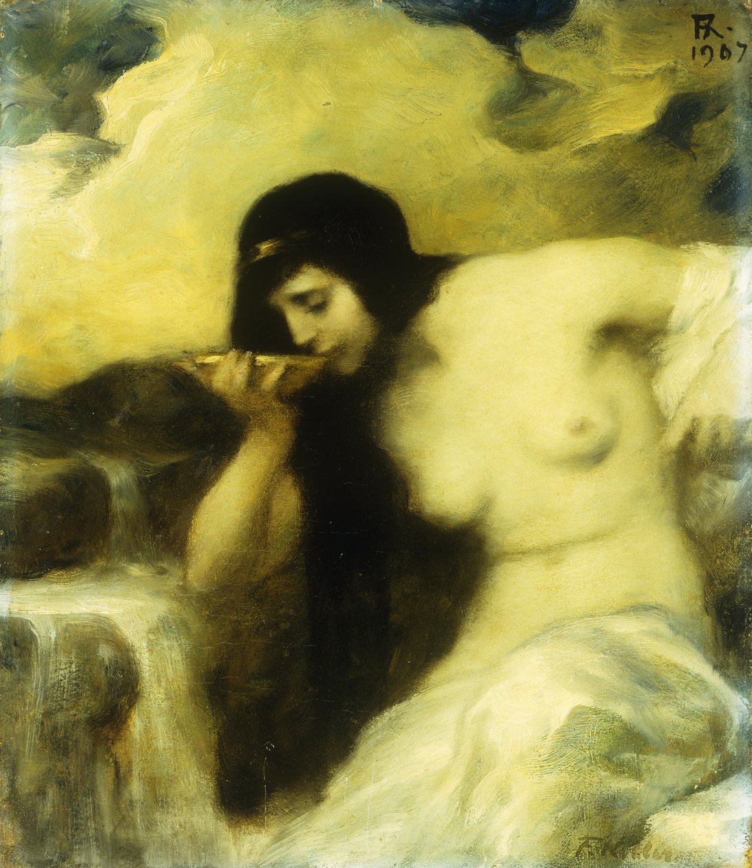 En nymfe, der drikker ved en kilde, 1907 af Ferdinand Keller