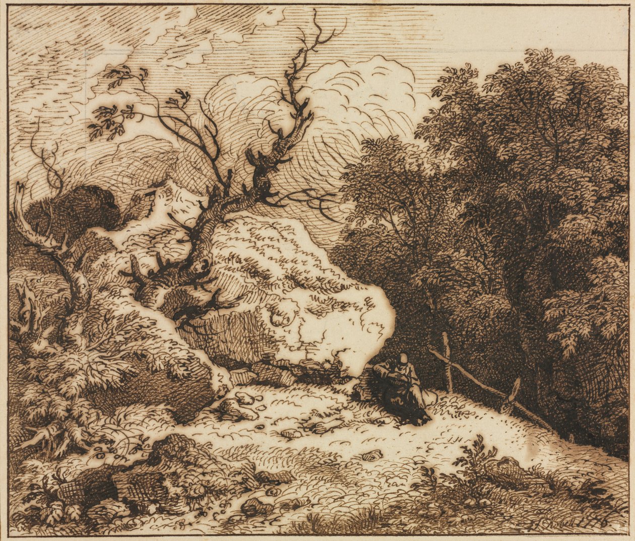 Eremit i et skovklædt landskab af Ferdinand Kobell